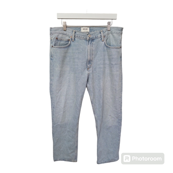 Agolde Size 32 Mia Mid Rise Light Wash Zip Fly 100% Cotton Denim Jeans - Picture 2 of 8